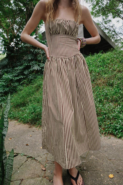 Retro Striped Midi Dress