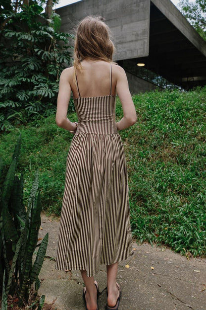Retro Striped Midi Dress