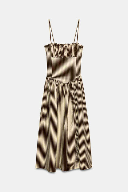 Retro Striped Midi Dress