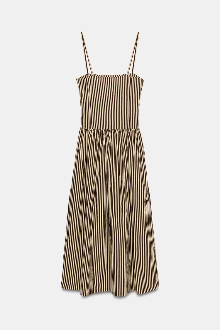 Retro Striped Midi Dress