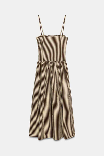 Retro Striped Midi Dress