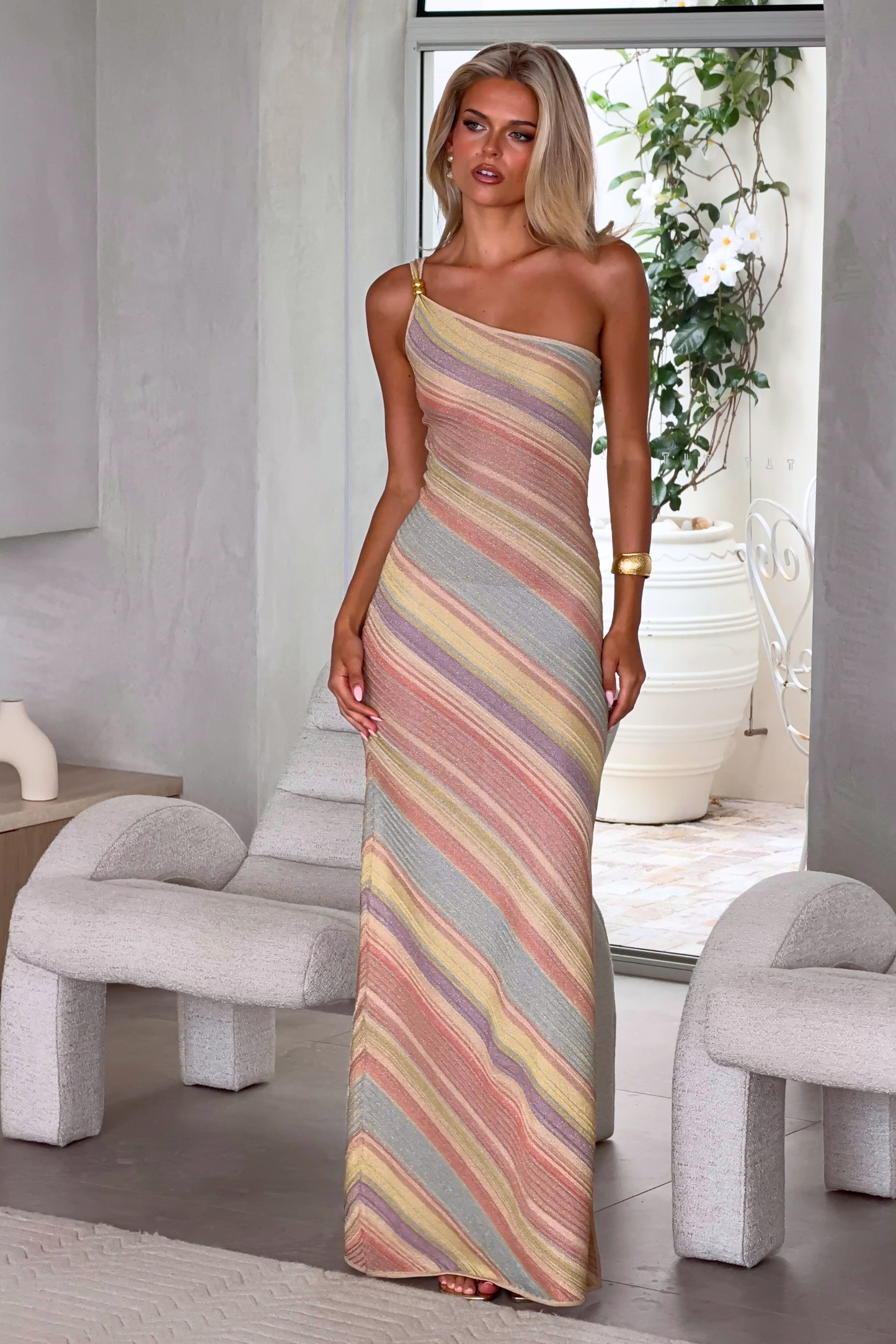 Milan Maxi Dress | Pastel Stripe