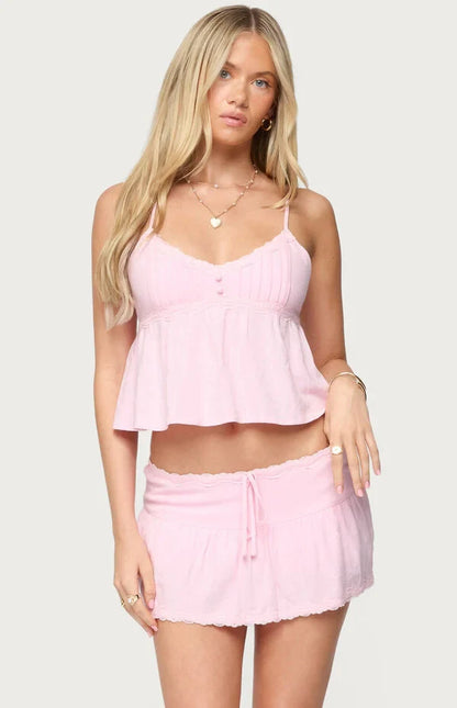 Selene Lacey Pleated Top & Skirt Set