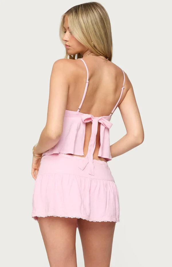 Selene Lacey Pleated Top & Skirt Set