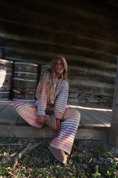Autumn Air Stripe Cardigan & Pants Set