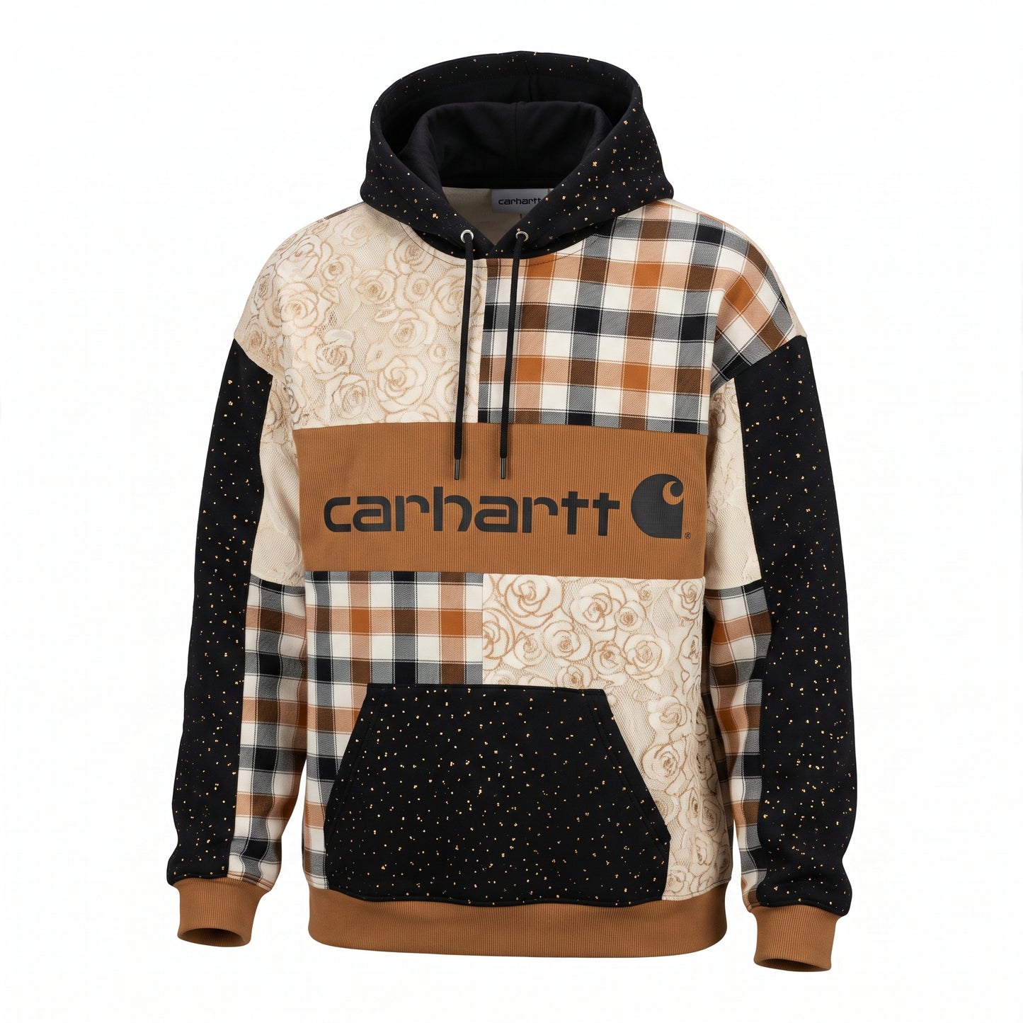 Patchwork Print Pullover Hoodie