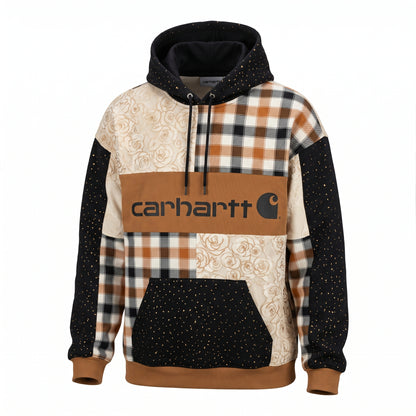 Patchwork Print Pullover Hoodie