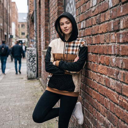 Patchwork Print Pullover Hoodie