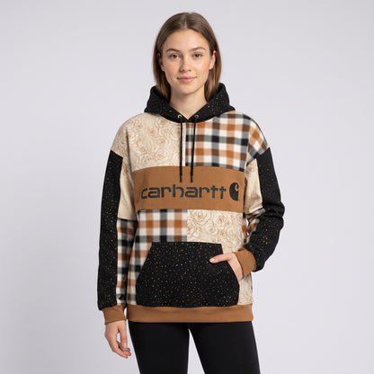 Patchwork Print Pullover Hoodie